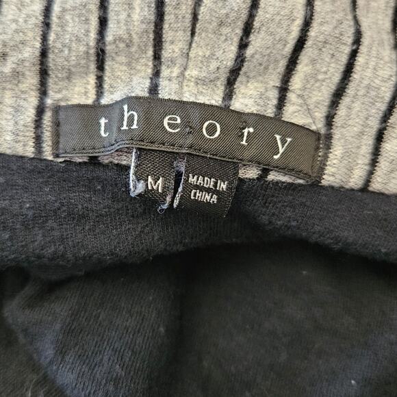 Theory Gray and Black Stripe Open Front Cardi Cardigan sz M - Picture 5 of 6